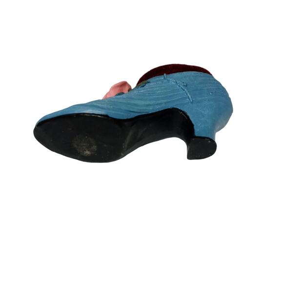 Mini Victorian Blue Shoe Pin Cushion Pink Rosette Sewing Collectible Vintage - Picture 5 of 9